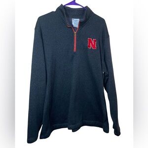 Champion Men's Charcoal Quarter-Zip Sweater with Red 'N' Patch